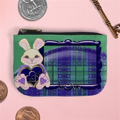 Tartan Love Bunny blue and green mini coin purse