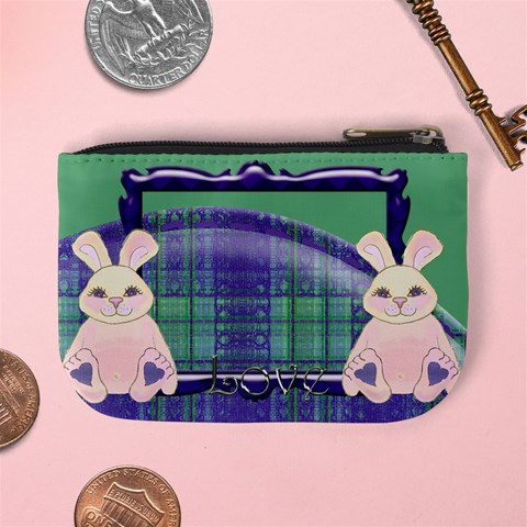 Tartan Love Bunny Blue And Green Mini Coin Purse By Claire Mcallen Back
