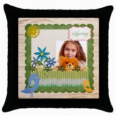 spring - Throw Pillow Case (Black)