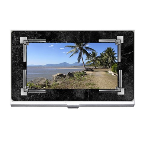 Black And Silver Marble Business Card Holder By Deborah Front