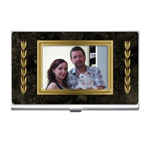 Black And Gold Marble Card Holder By Deborah Front