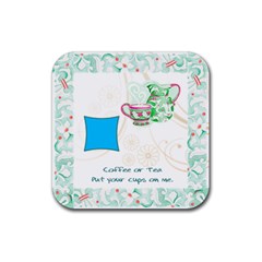 green Coffee Coaster - Rubber Coaster (Square)