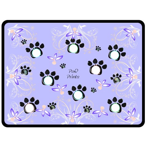 Paw Prints Blue Xl Blanket By Birkie 80 x60  Blanket Front