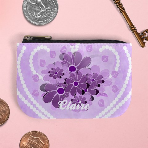 Lilac Flowers Mini Coin Purse By Claire Mcallen Front
