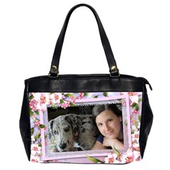 Pink floral Oversize Office Bag (2 sided) - Oversize Office Handbag (2 Sides)