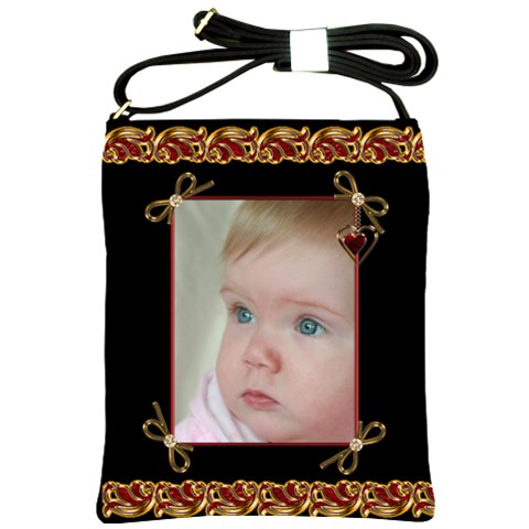 Black And Red Sling Bag By Deborah Front