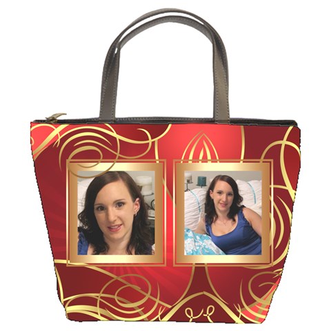 Red And Gold Bucket Bag By Deborah Front