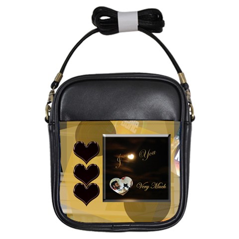 I Heart You Gold Girls Sling Bag By Ellan Front