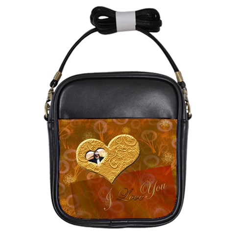 I Heart You Gold Love2 Girls Sling Bag By Ellan Front