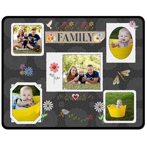 Family Medium Fleece Blanket By Lil 60 x50  Blanket Front