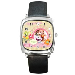 Girl of spring - Square Metal Watch