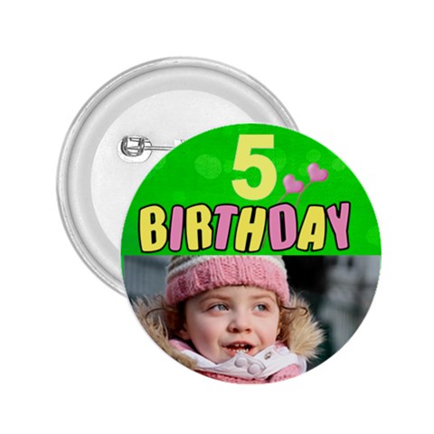 Birthday 5 Girl Button 2 25 By Deborah Front