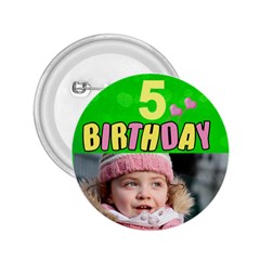 Birthday 5 girl button 2.25 - 2.25  Button