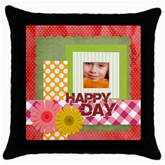 happy day - Throw Pillow Case (Black)