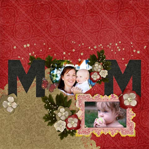 3d Mom, Red Floral Card By Mikki Inside