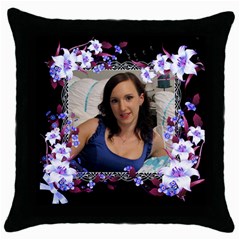 Blue floral throw Pillow (5 styles) - Throw Pillow Case (Black) Blue floral throw Pillow (5 styles) - Throw Pillow Case (Black)