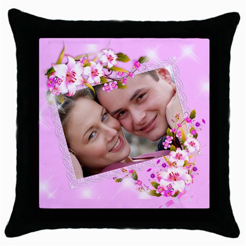 Pink Floral Throw Pillow By Deborah Front