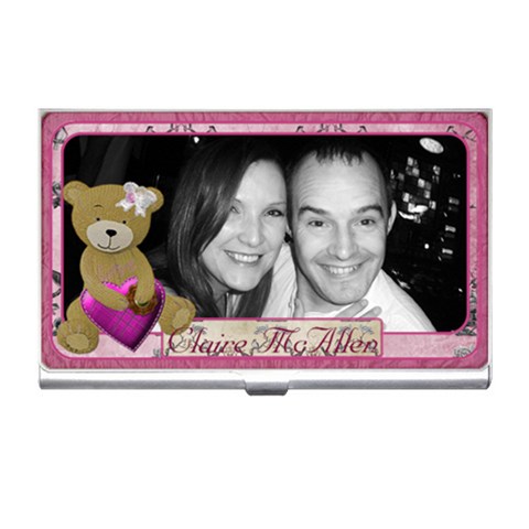 Pink Teddy Bear Love Business Card Holder By Claire Mcallen Front