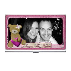 Pink teddy bear love business card holder