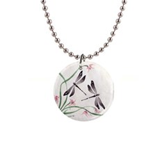  Two dragonflies necklace - 1  Button Necklace