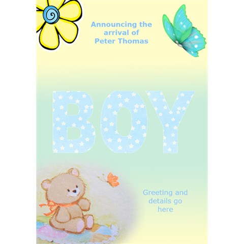 Baby Boy Announcement 3d Card By Deborah Inside