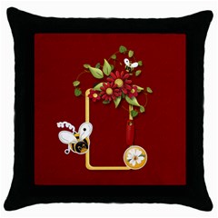 Spring and bees pillow case - Throw Pillow Case (Black)