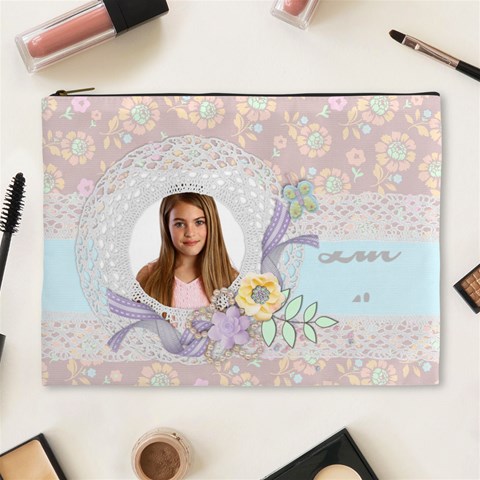 Pastel Floral, Cosmetic Bag (xl) By Mikki Front