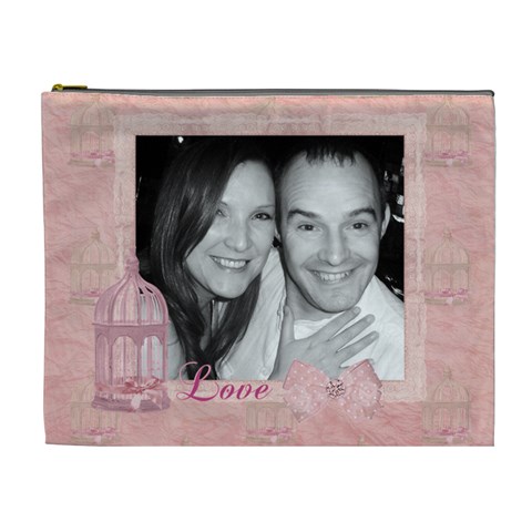 We  Are A Symphony, Pink Vintage Lace Make Up Bag By Claire Mcallen Front