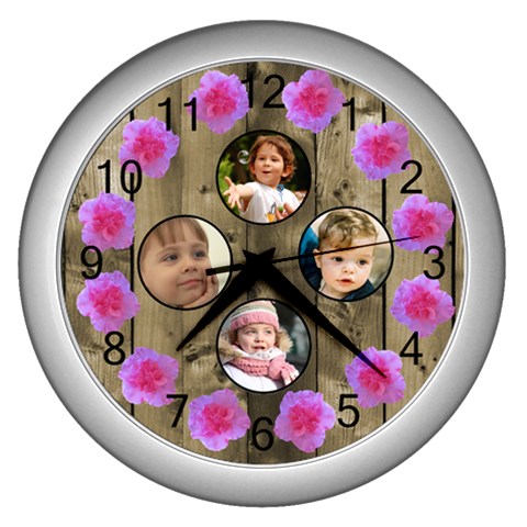 Our Family Wall Clock (silver) By Deborah Front