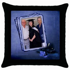 Congrats in Blue - Throw Pillow Case (Black)