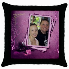 Congrats in Pink - Throw Pillow Case (Black)