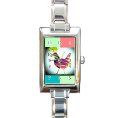 bird watch - Rectangle Italian Charm Watch
