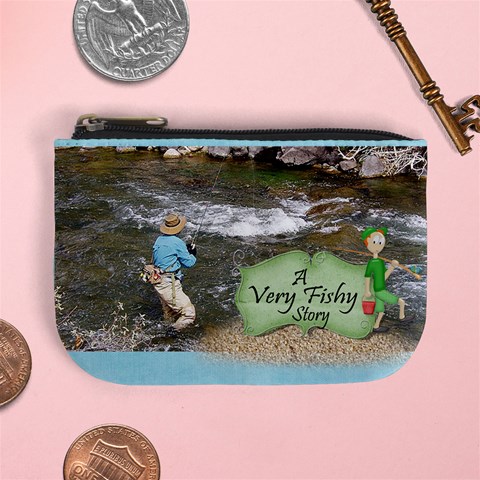 Gone Fishing Mini Coin Purse 2 By Spg Front