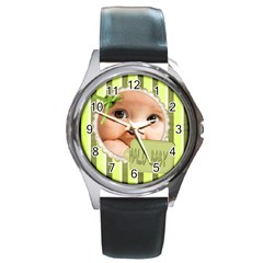 hello baby - Round Metal Watch