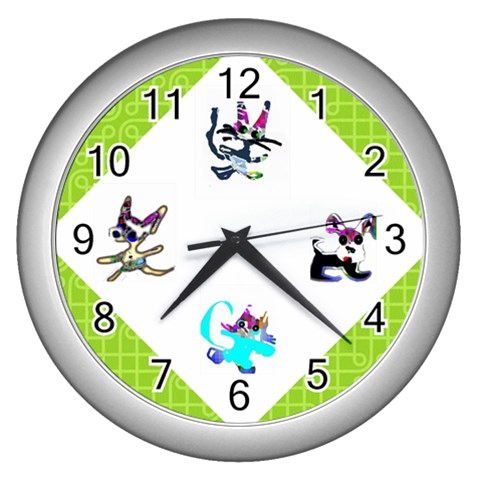Cats And Dogs Green Clock By Riksu Front