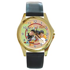 travel - Round Gold Metal Watch