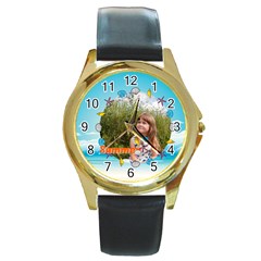 summer - Round Gold Metal Watch