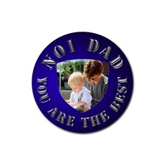 No1 Dad Silver Coaster - Rubber Coaster (Round)