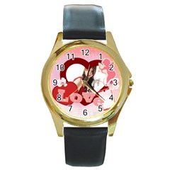 love - Round Gold Metal Watch