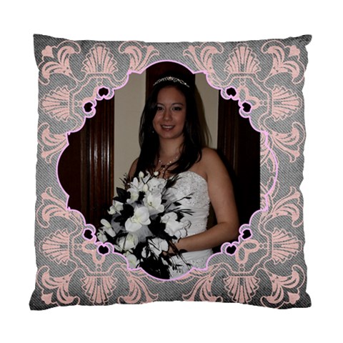 Pink Grey Wedding Cushion  Cover Single Side By Catvinnat Front