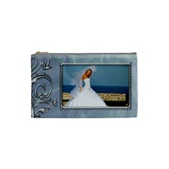 Blue and Silver Small Cosmetic Bag - Cosmetic Bag (Small) Blue and Silver Small Cosmetic Bag - Cosmetic Bag (Small)