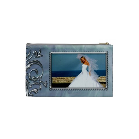 Blue And Silver Small Cosmetic Bag By Deborah Back