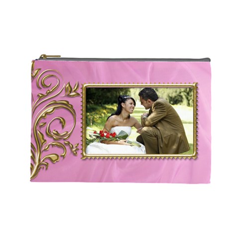 Pink And Gold Cosmetic Bag (large) By Deborah Front