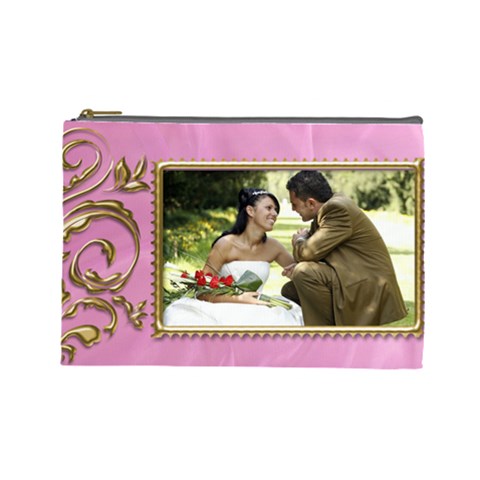 Pink And Gold Cosmetic Bag (large) By Deborah Front