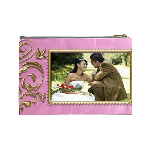 Pink And Gold Cosmetic Bag (large) By Deborah Back