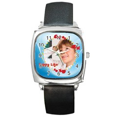 happy life - Square Metal Watch