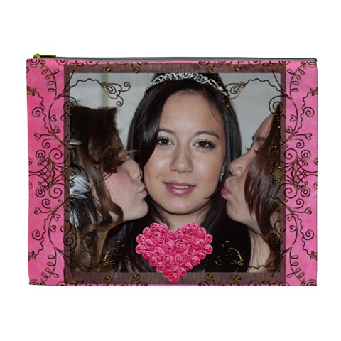 Kiss The Bride Extra Large Cosmetic Bag By Catvinnat Front