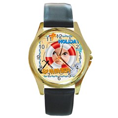 summer - Round Gold Metal Watch