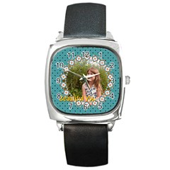 beautiful girl - Square Metal Watch