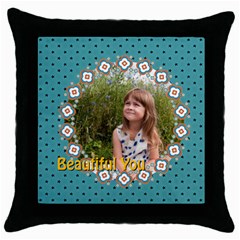 beautiful girl - Throw Pillow Case (Black)